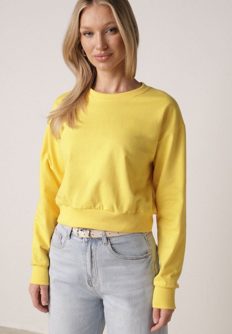 Żółta Bluza z Dodatkiem Bawełny Wykończona Ściągaczami Evilaya 1