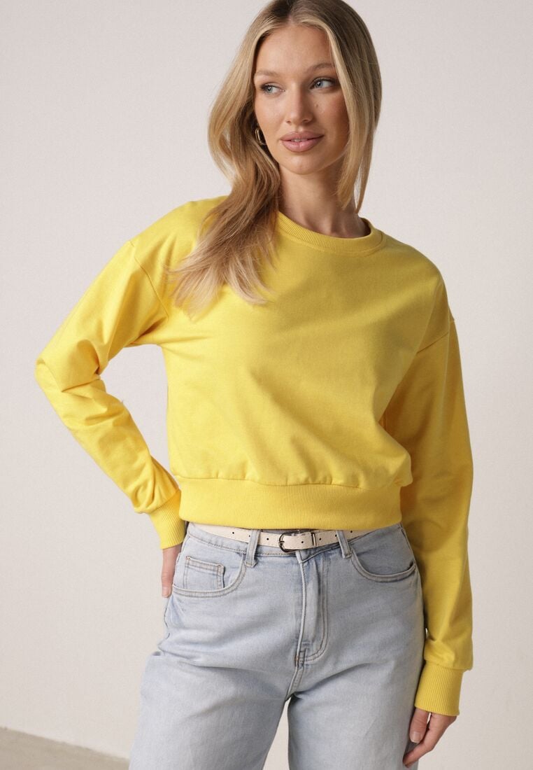 Żółta Bluza z Dodatkiem Bawełny Wykończona Ściągaczami Evilaya 4