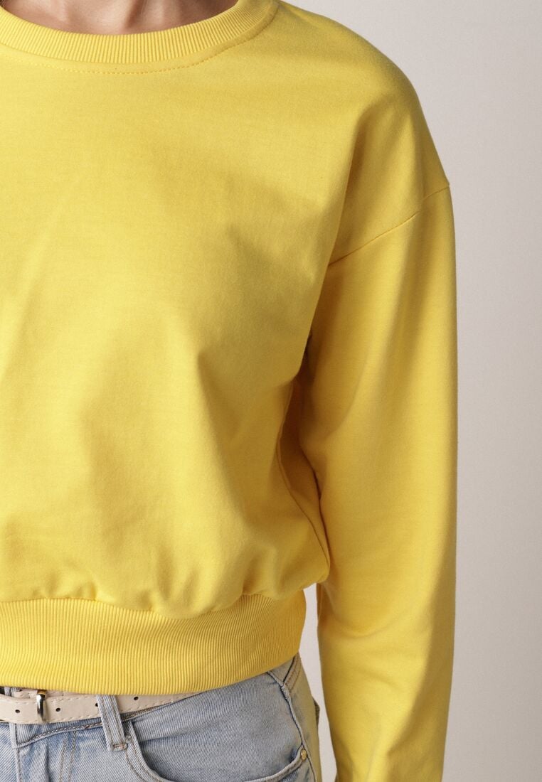Żółta Bluza z Dodatkiem Bawełny Wykończona Ściągaczami Evilaya 5