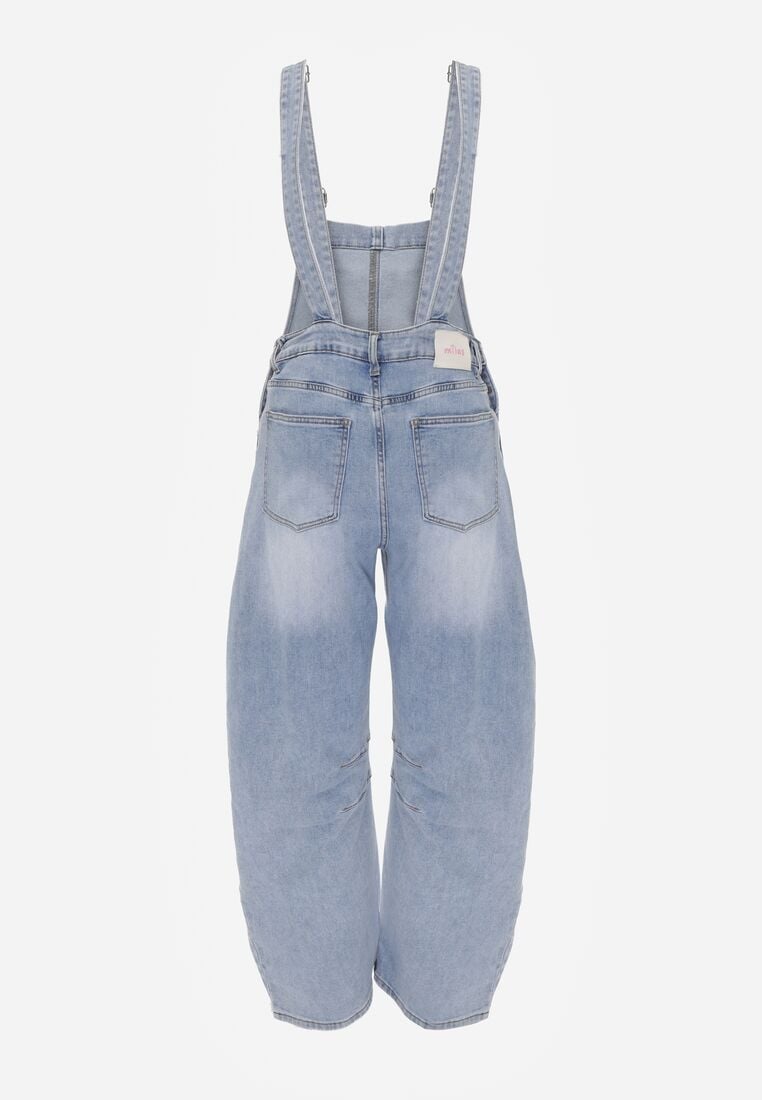 Niebieskie Jeansy Ogrodniczki z Bawełną o Kroju Balloon Rivaras 7