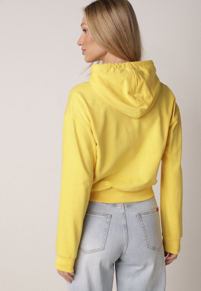 Żółta Bluza z Dodatkiem Bawełny z Kapturem Wykończona Ściągaczami Evista 3