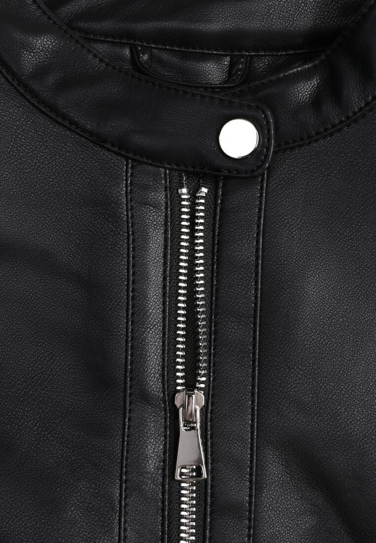 Czarna Klasyczna Kurtka Ramoneska o Taliowantym Kroju Anlea 8