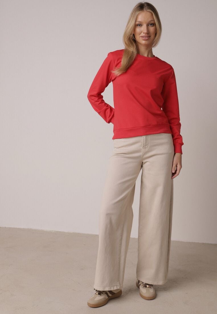 Czerwona Bluza z Bawełną Ozdobiona Ściągaczami Hilani 2