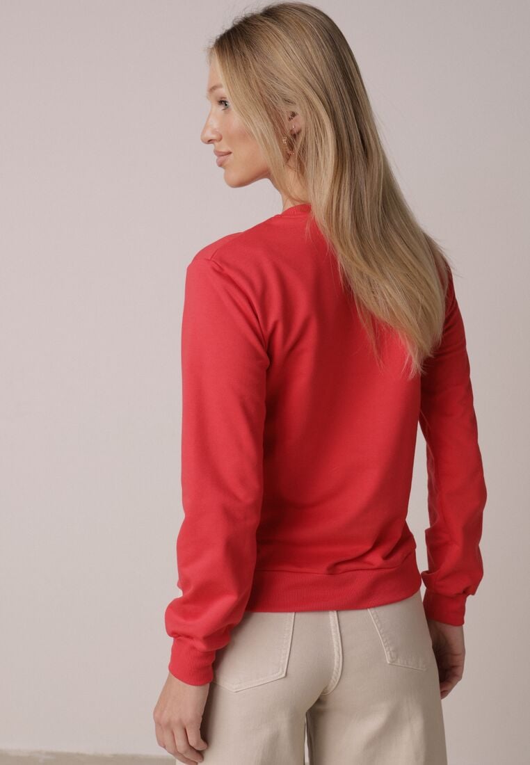 Czerwona Bluza z Bawełną Ozdobiona Ściągaczami Hilani 3