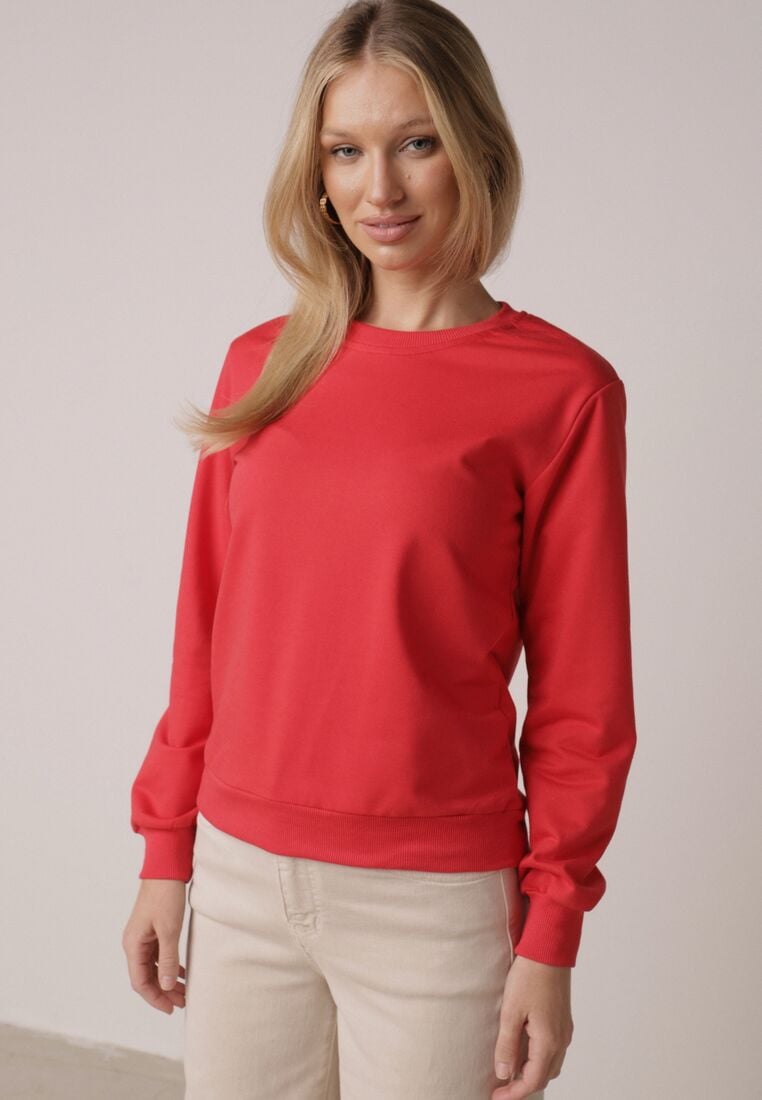 Czerwona Bluza z Bawełną Ozdobiona Ściągaczami Hilani 4