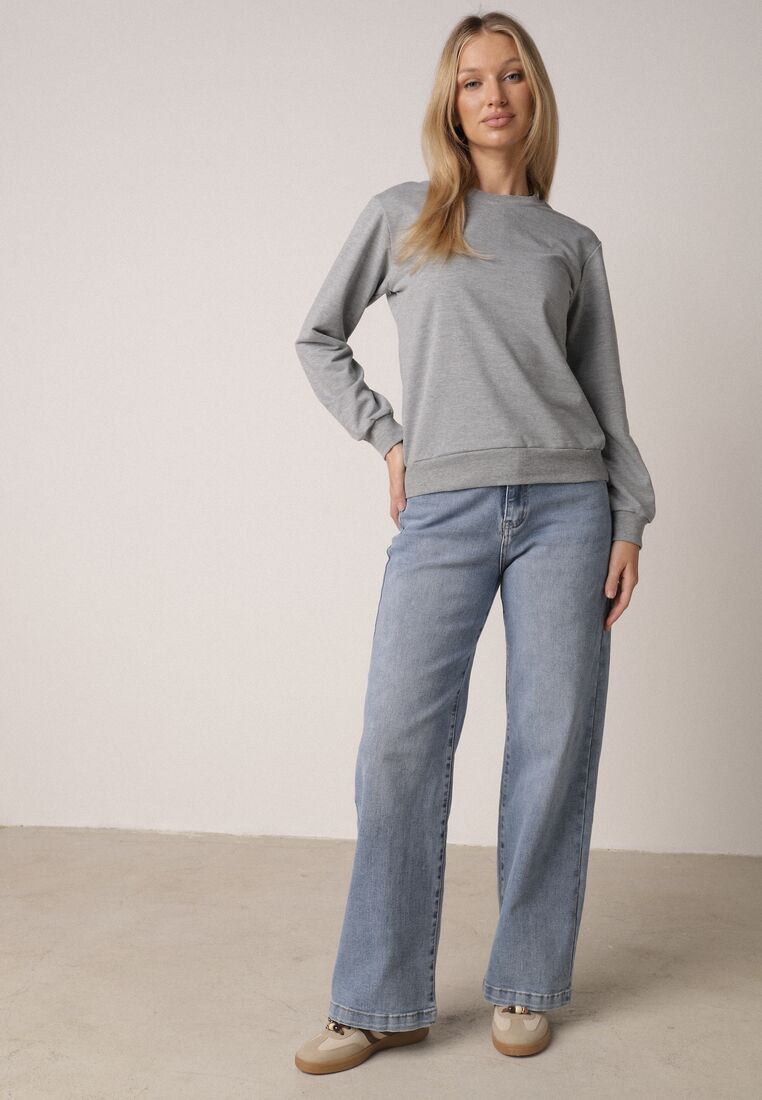 Szara Bluza z Bawełną Ozdobiona Ściągaczami Hilani 2