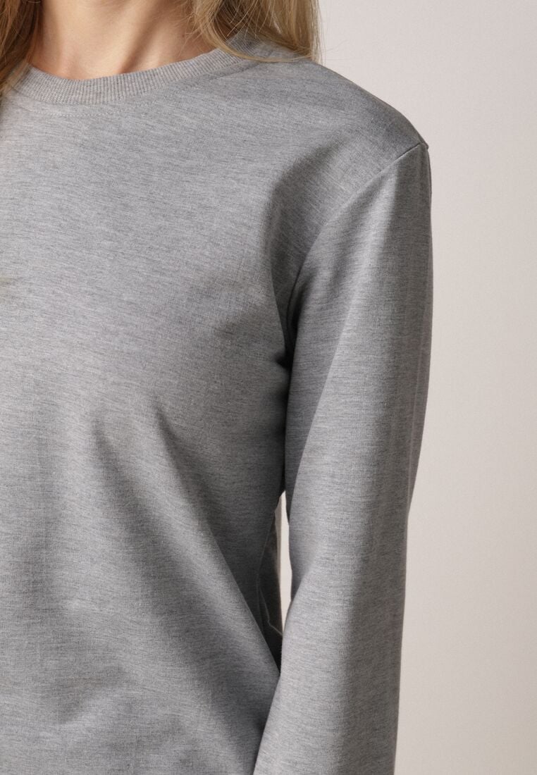 Szara Bluza z Bawełną Ozdobiona Ściągaczami Hilani 5