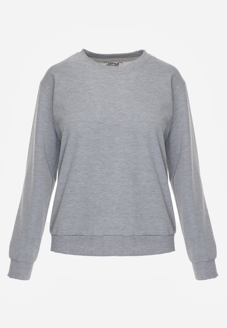 Szara Bluza z Bawełną Ozdobiona Ściągaczami Hilani 6