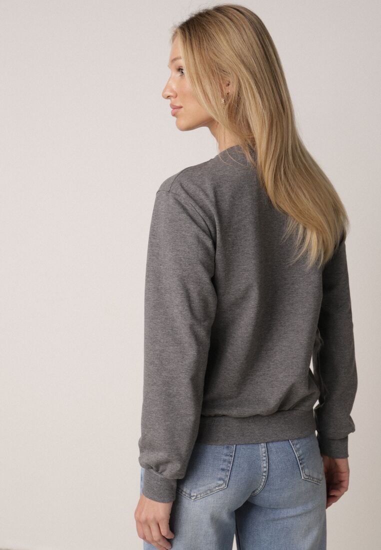 Ciemnoszara Bluza z Bawełną Ozdobiona Ściągaczami Hilani 3