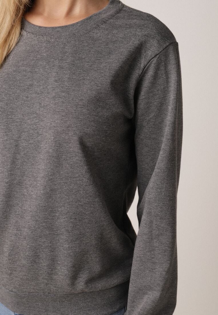 Ciemnoszara Bluza z Bawełną Ozdobiona Ściągaczami Hilani 5