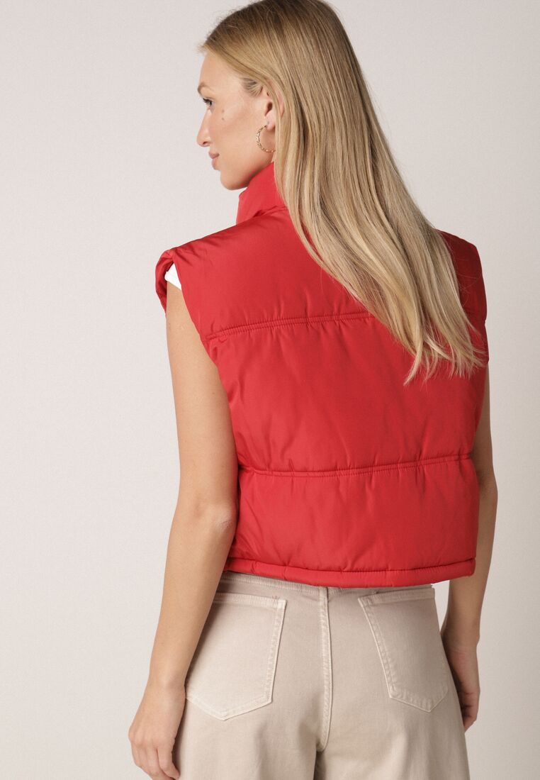 Czerwona Krótka Kamizelka Pikowana Typu Puffer Niraemius 3