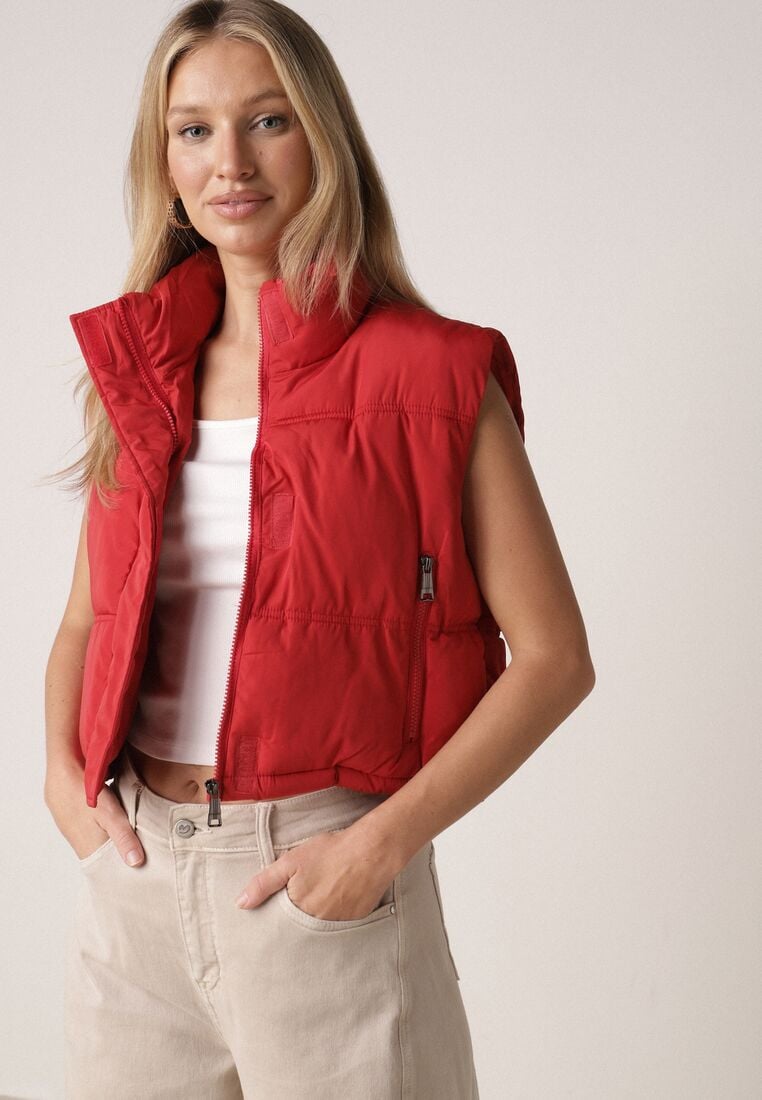 Czerwona Krótka Kamizelka Pikowana Typu Puffer Niraemius 4