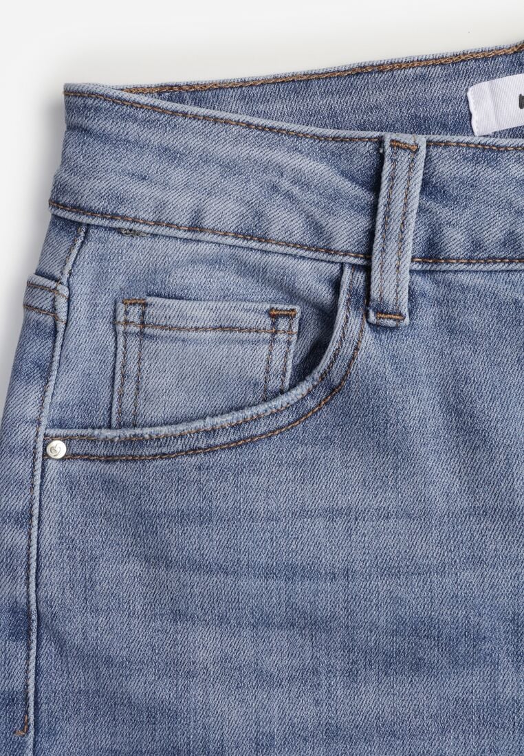 Niebieskie Jeansy Dzwony z Bawełną o Wysokim Stanie Shirinorin 8