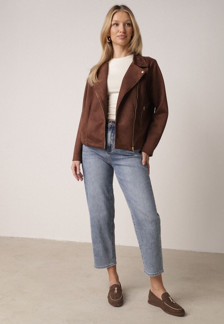 Niebieskie Jeansy z Bawełną o Kroju Mom Fit z Wysokim Stanem Kallis 1