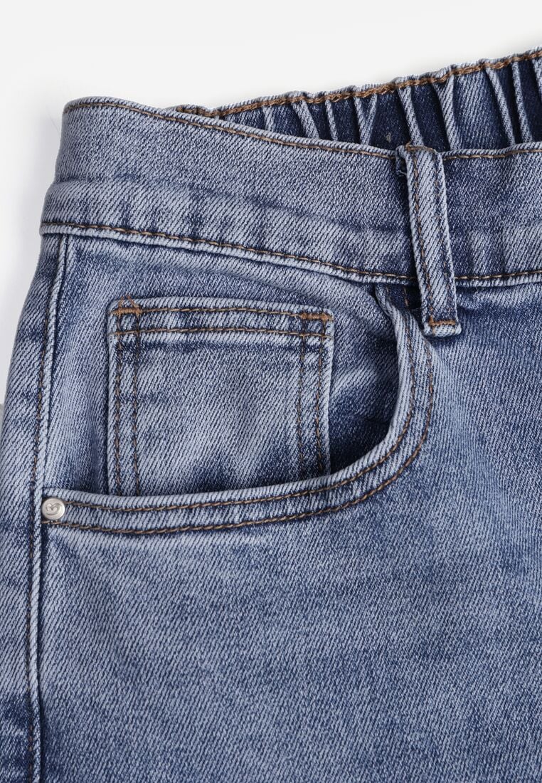 Niebieskie Jeansy z Bawełną o Kroju Mom Fit z Wysokim Stanem Kallis 8