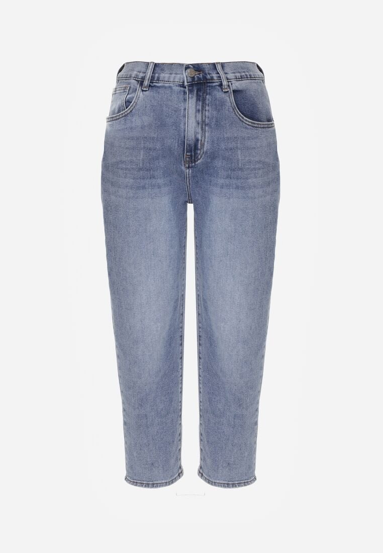 Niebieskie Jeansy z Bawełną o Kroju Mom Fit z Wysokim Stanem Kallis 6