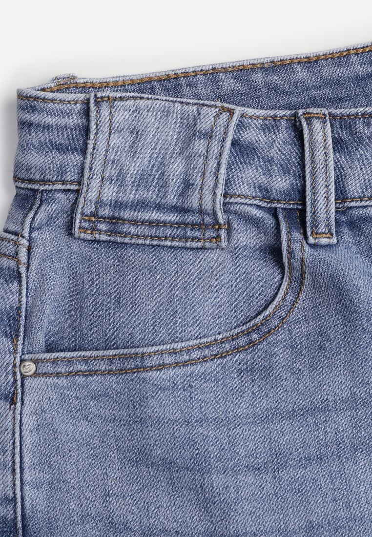 Niebieskie Jeansy o Kroju Mom Fit z Bawełną i Wysokim Stanem Galon 8