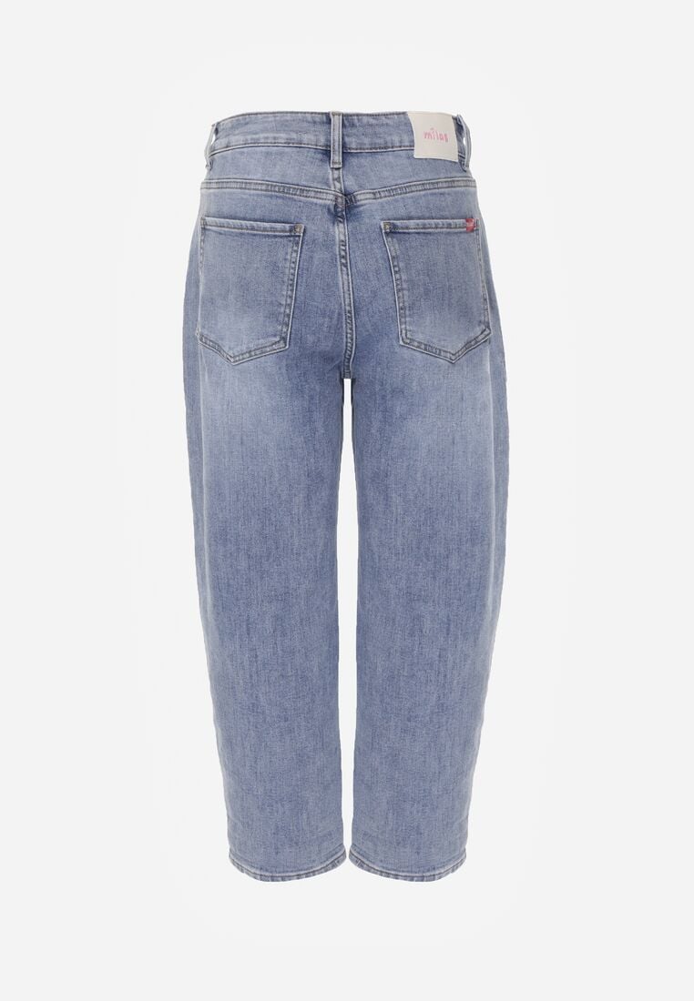 Niebieskie Jeansy o Kroju Mom Fit z Bawełną i Wysokim Stanem Galon 7