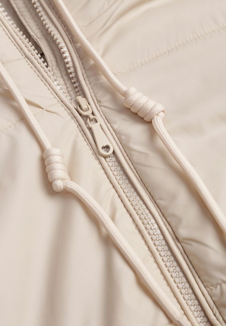 Ciemnobeżowa Kurtka Pikowana z Materiałowym Kapturem Odpinanym Jasilea 8