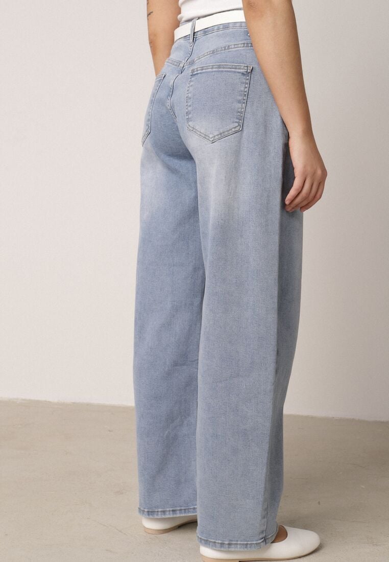 Niebieskie Jeansy z Bawełną o Kroju Balloon z Wysokim Stanem Palosa 3