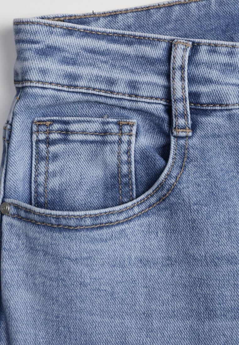 Niebieskie Szerokie Jeansy z Bawełną i Wysokim Stanem z Efektem Gradientu Canine 8