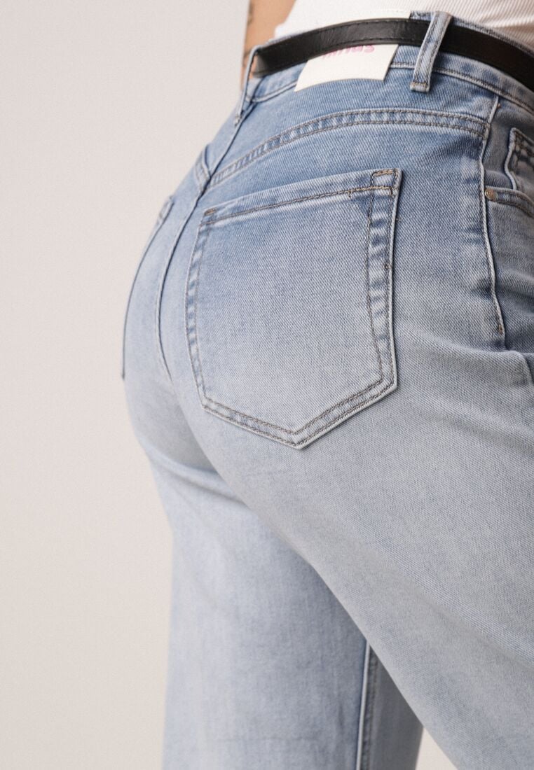 Niebieskie Szerokie Jeansy z Bawełną i Wysokim Stanem z Efektem Gradientu Canine 5