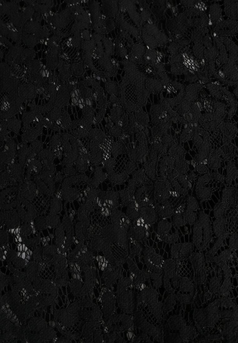 Czarna Wiskozowa Bluzka z Koronki z Bawełną Kokardą i Rozszerzanymi Rękawami Andrice 8