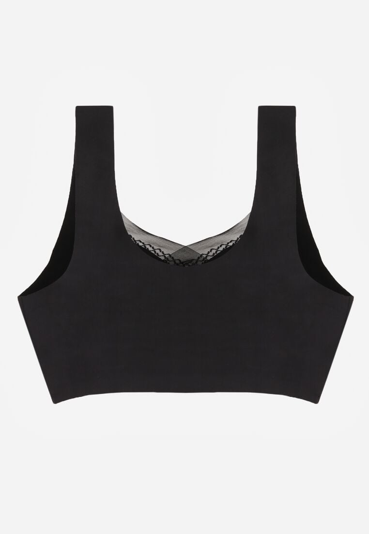 Czarny Biustonosz Sportowy z Siateczką i Usztywnionymi Miseczkami Zerirae 2
