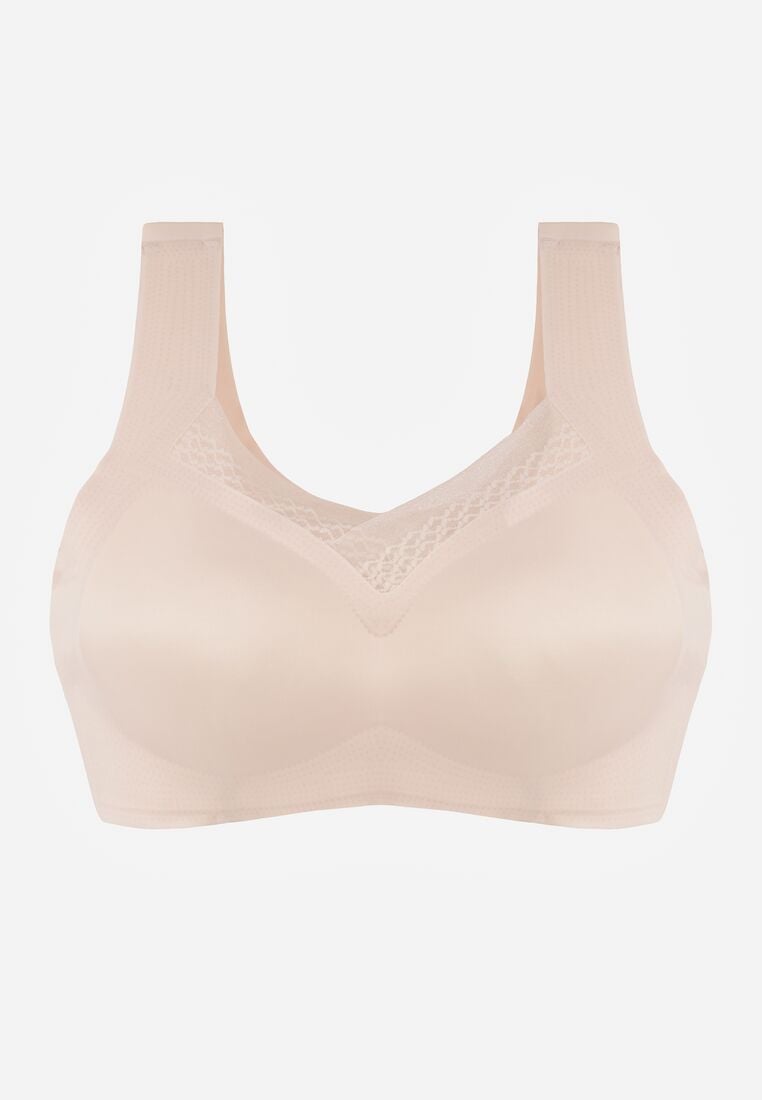 Beżowy Biustonosz Sportowy z Siateczką i Usztywnionymi Miseczkami Zerirae 5