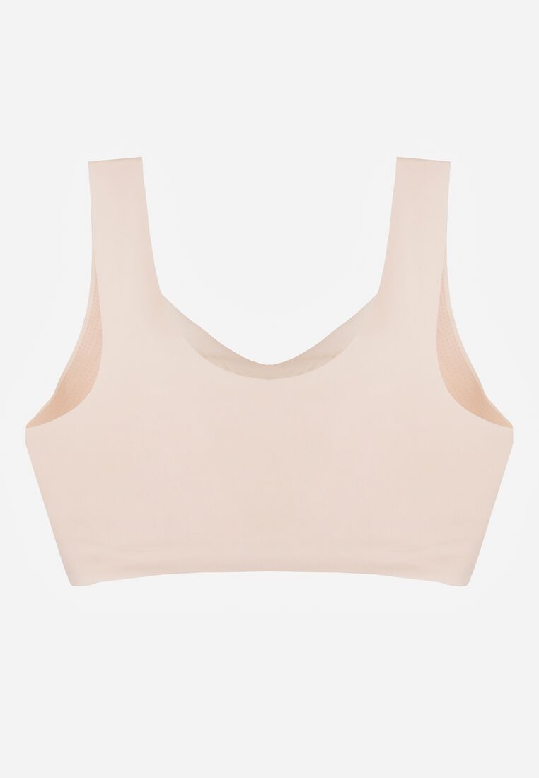 Beżowy Biustonosz Sportowy z Siateczką i Usztywnionymi Miseczkami Zerirae 6