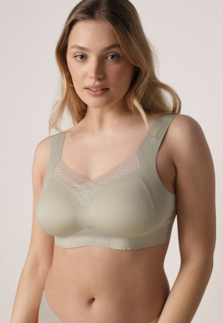 Zielony Biustonosz Sportowy z Siateczką i Usztywnionymi Miseczkami Zerirae 1