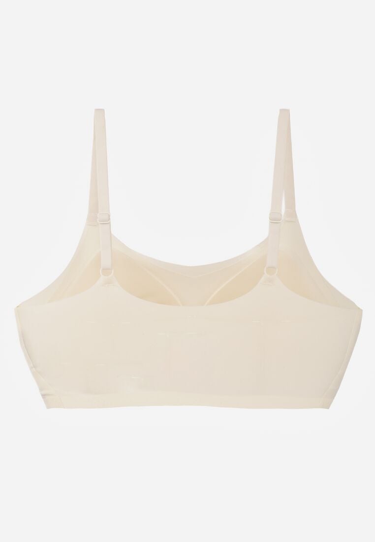 Jasnobeżowy Bezszwowy Biustonosz Bez Fiszbin z Usztywnianymi Miseczkami Leavessa 6