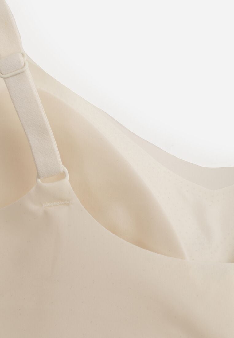 Jasnobeżowy Bezszwowy Biustonosz Bez Fiszbin z Usztywnianymi Miseczkami Leavessa 7