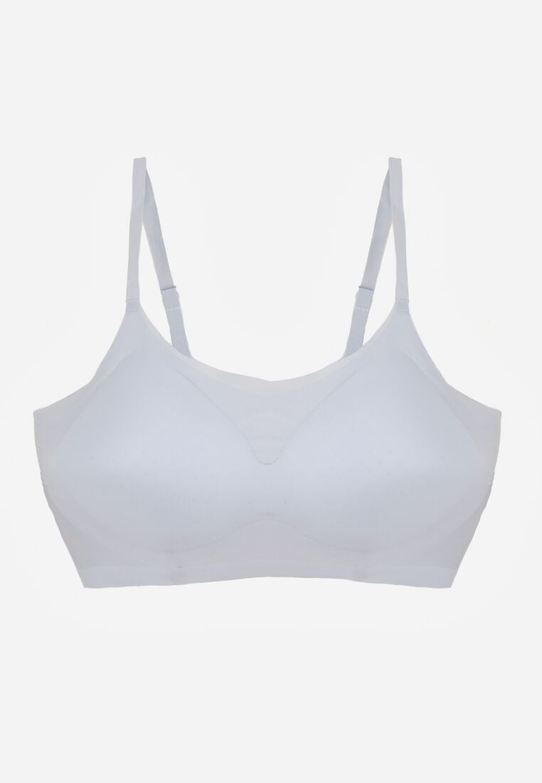 Niebieski Bezszwowy Biustonosz Bez Fiszbin z Usztywnianymi Miseczkami Leavessa 5