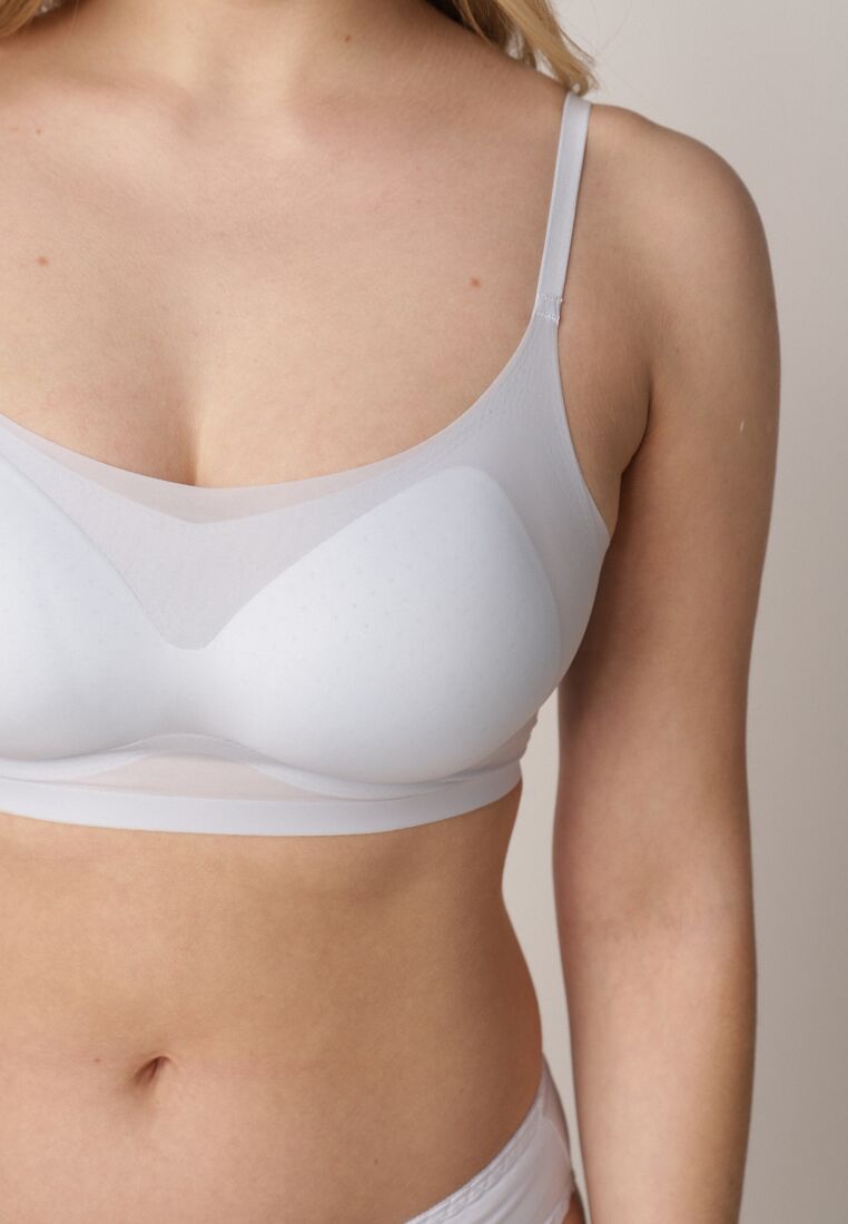 Niebieski Bezszwowy Biustonosz Bez Fiszbin z Usztywnianymi Miseczkami Leavessa 4