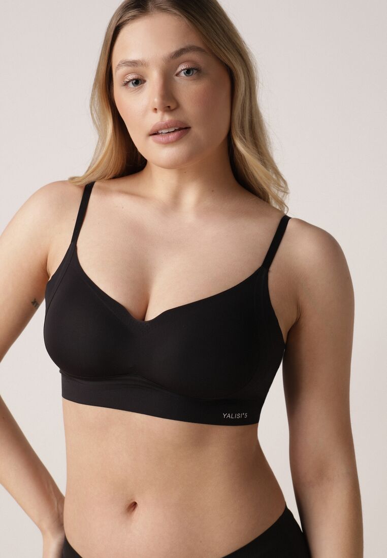 Czarny Bezszwowy Biustonosz Bez Fiszbin z Elastycznego Materiału Edalith 1