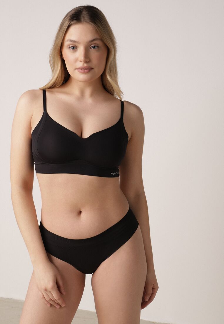 Czarny Bezszwowy Biustonosz Bez Fiszbin z Elastycznego Materiału Edalith 2