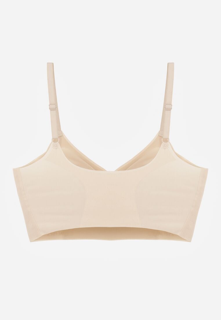 Beżowy Bezszwowy Biustonosz Bez Fiszbin z Elastycznego Materiału Edalith 6