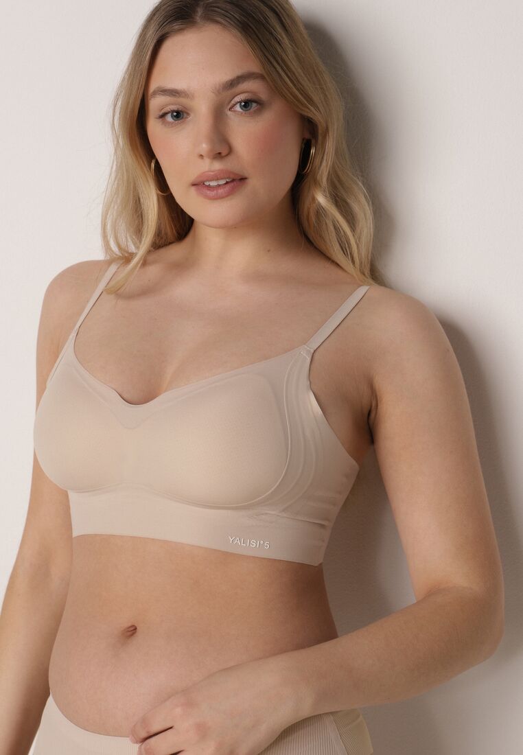 Beżowy Bezszwowy Biustonosz Bez Fiszbin z Elastycznego Materiału Edalith 1