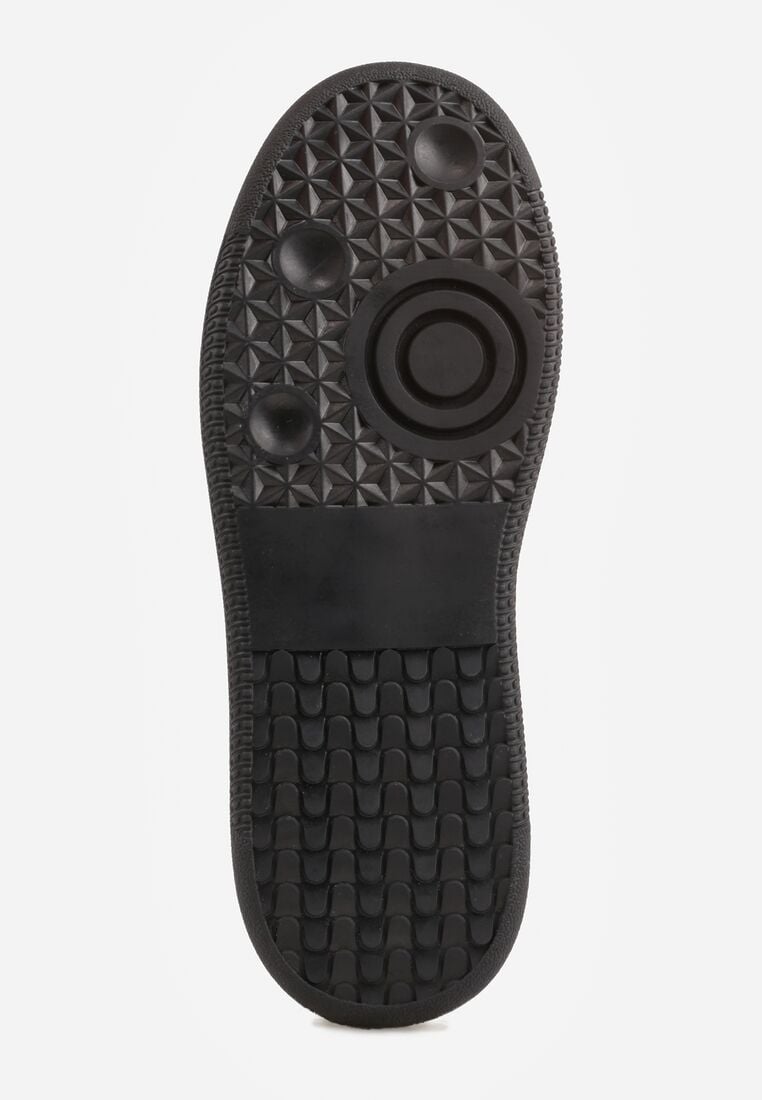 Czarne Skórzane Sneakersy na Kauczukowej Podeszwie z Geometrycznym Motywem Shytyse 7