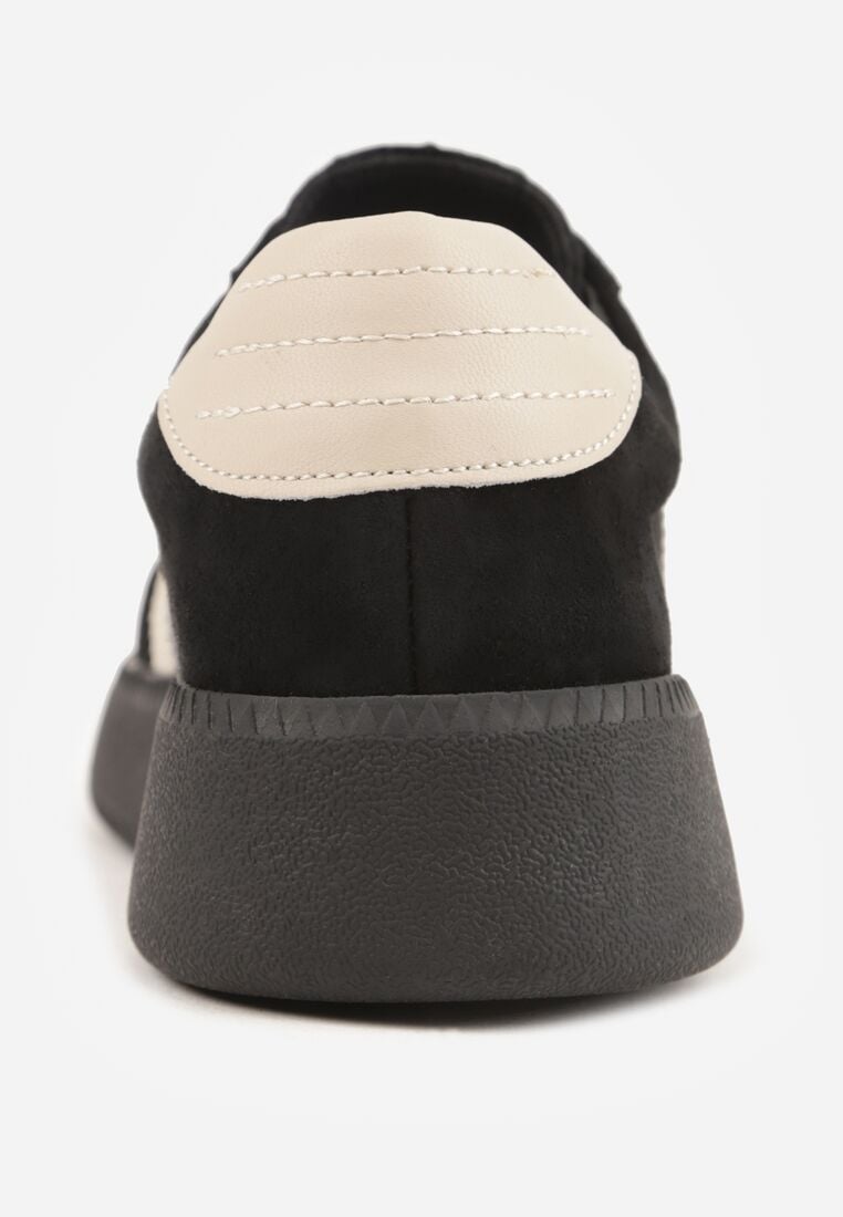 Czarne Skórzane Sneakersy na Kauczukowej Podeszwie z Geometrycznym Motywem Shytyse 9