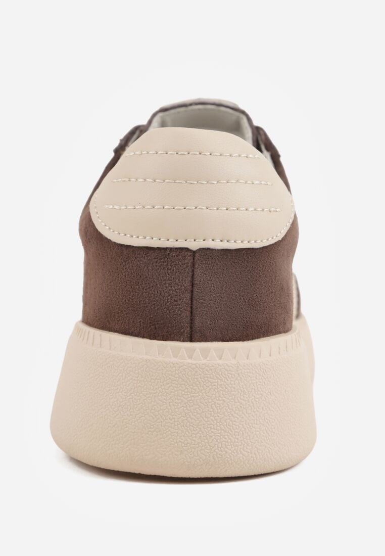 Brązowe Skórzane Sneakersy na Kauczukowej Podeszwie z Geometrycznym Motywem Shytyse 9