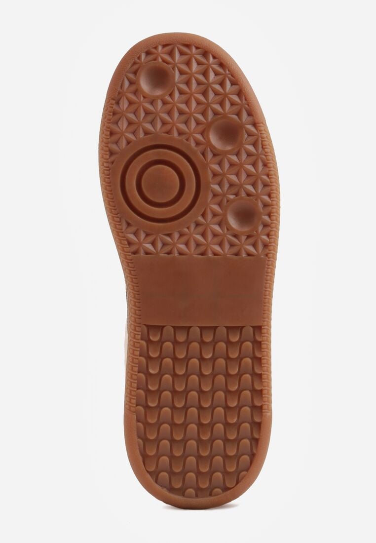 Beżowe Skórzane Sneakersy na Kauczukowej Podeszwie z Geometrycznym Motywem Shytyse 7