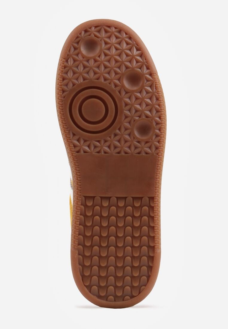 Żółte Skórzane Sneakersy na Kauczukowej Podeszwie z Geometrycznym Motywem Shytyse 7