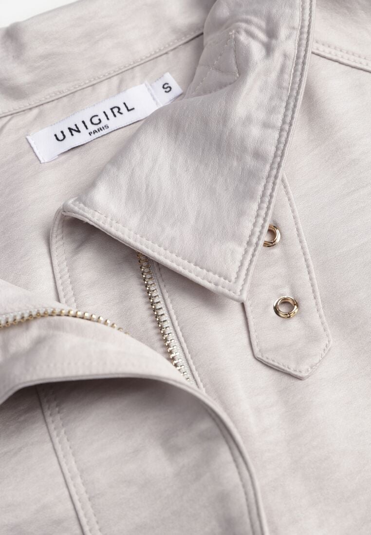 Beżowa Kurtka Typu Bomberka Ozdobiona Kołnierzykiem Tellavan 8