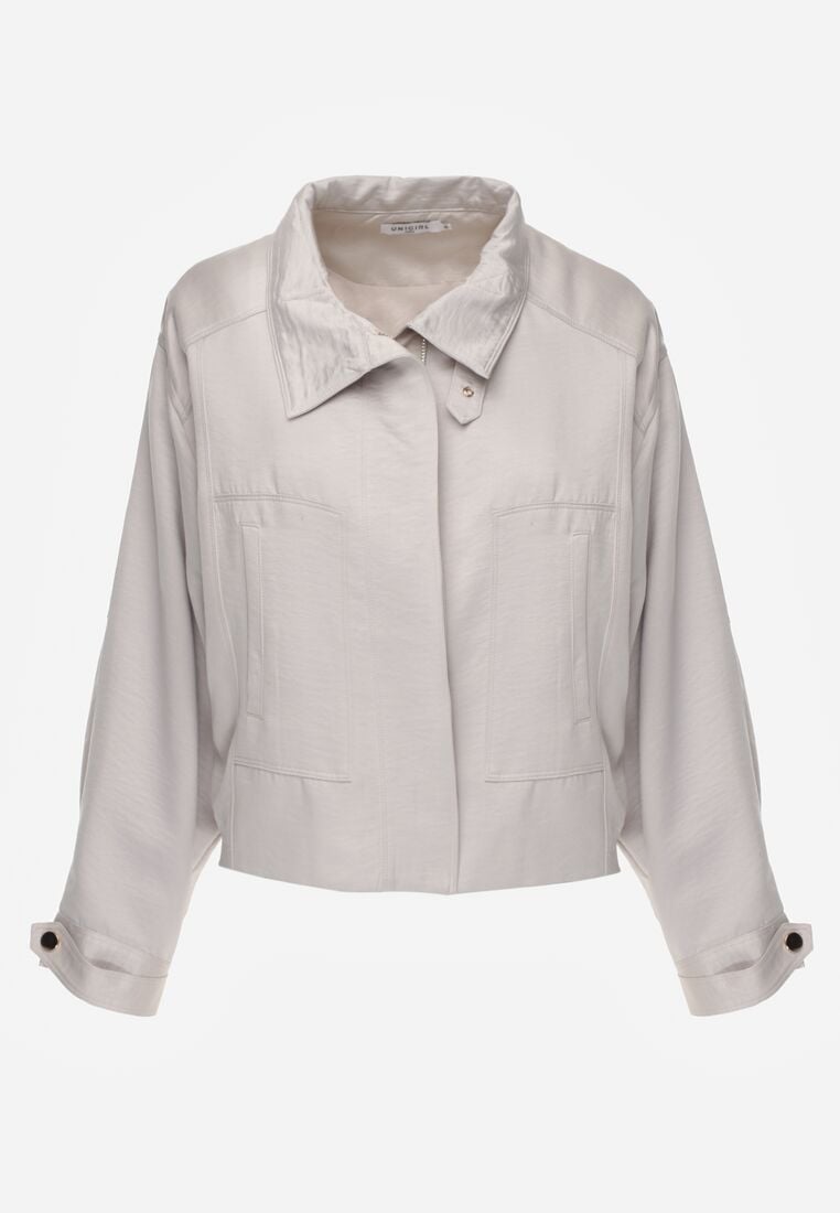 Beżowa Kurtka Typu Bomberka Ozdobiona Kołnierzykiem Tellavan 6