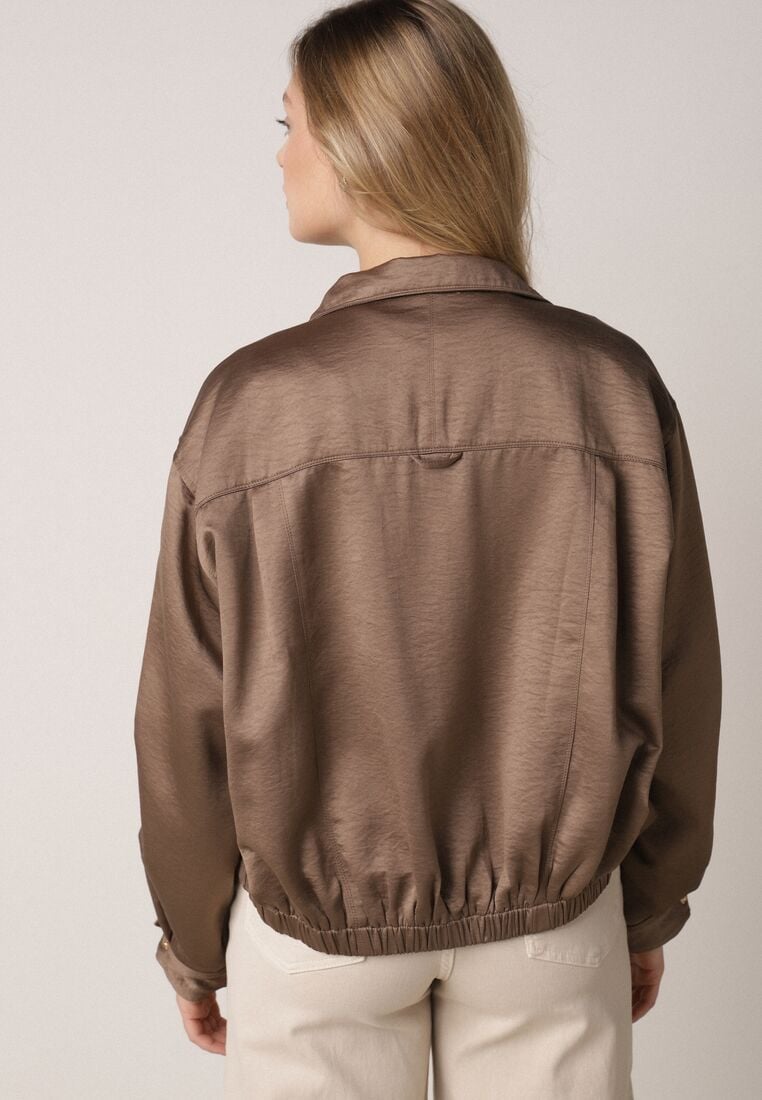 Brązowa Kurtka Typu Bomberka Ozdobiona Kołnierzykiem Tellavan 3