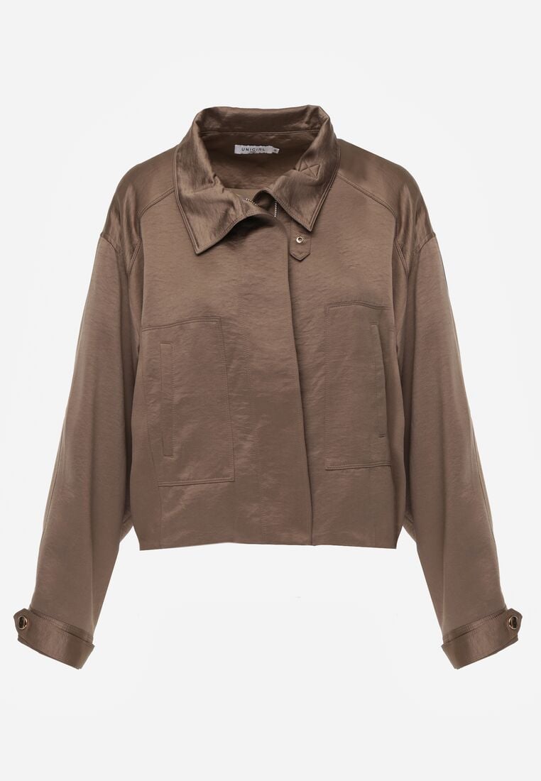 Brązowa Kurtka Typu Bomberka Ozdobiona Kołnierzykiem Tellavan 6