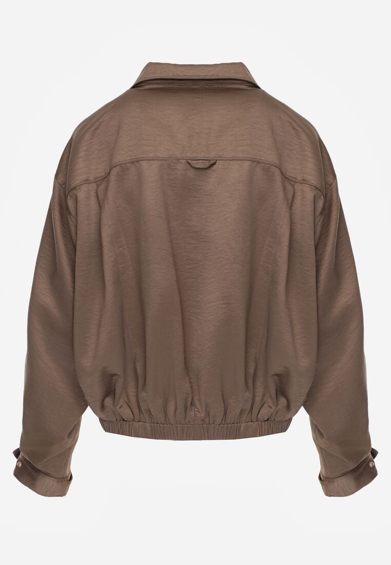 Brązowa Kurtka Typu Bomberka Ozdobiona Kołnierzykiem Tellavan 7