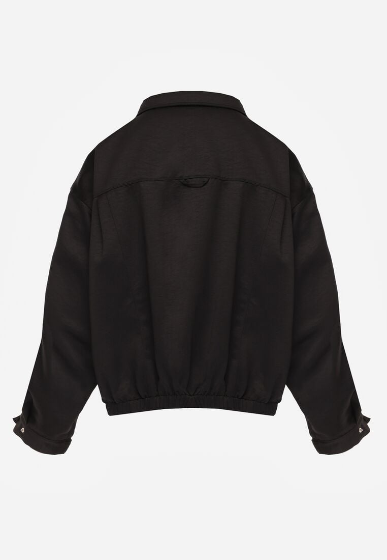 Czarna Kurtka Typu Bomberka Ozdobiona Kołnierzykiem Tellavan 7